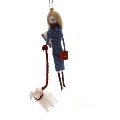 Italian Ornaments Lady With Dog 6.75 Italian  -  Tree Ornaments