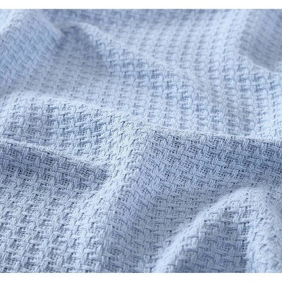 King Light Blue Cotton Waffle Weave Blanket