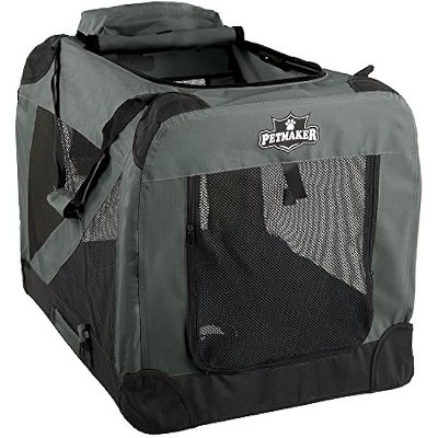 PETMAKER Portable Soft Sided Pet Crate, 30" x 20", Gray