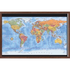 Trends International Map - World Time Zones Framed Wall Poster Prints - 1 of 4