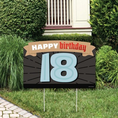 Big Dot of Happiness Boy 18th Birthday - Eighteenth Birthday Party Yard Sign Lawn Decorations - Happy Birthday Party Yardy Sign