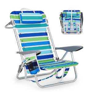 Beach Chair for Adults, Lightweight Portable Lay Flat Folding Beach Chair with 5 Reclining Positions - 1 of 4