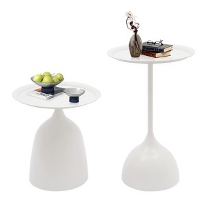 YIYIBYUS Round Side Table Set, Round End Table Set, Matte Black - 1 of 4