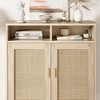 Rattan Sideboard Cabinet with 2 Doors & 2 Shelves, Large Storage Console Table for Dining Room, Living Room, Hallway - 3 of 4