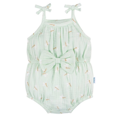 Gerber Baby & Toddler Girls' Romper - Dragonflies - 0-3 Months : Target