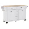 Wood Top Kitchen Island Cart with Wheels, 4 Doors & 5 Drawers, Rolling Storage Cabinet for Kitchen or Dining – The Pop Home - 3 of 4