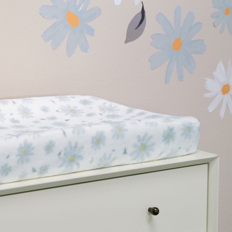 Lambs & Ivy Sweet Daisy White/Blue Flowers Changing Pad Cover, 4 of 6