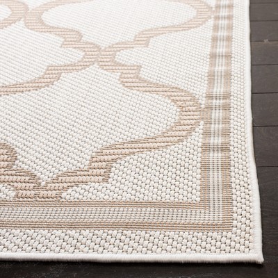 Ivory Beige Trellis 5'3" x 7'6" Stain-Resistant Outdoor Area Rug