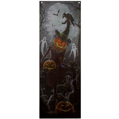 Northlight 70.75" Scary Jack-o'-lantern in Graveyard Halloween Door Decoration