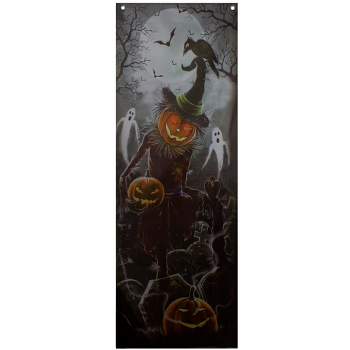 Northlight 70.75" Jack O' Lantern in Graveyard Halloween Door Decoration