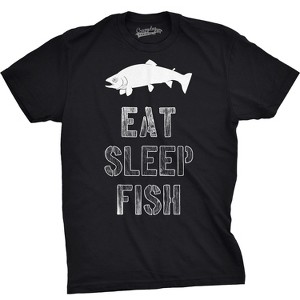 Mens Eat Sleep Fish T Shirt Funny Sarcastic Novelty Fishing Lover Gift for Dad - Crazy Dog Men's T Shirt - 1 of 4