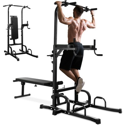 Costway Adjustable Power Tower Pull Up Bar Stand Dip Station Equipment ...