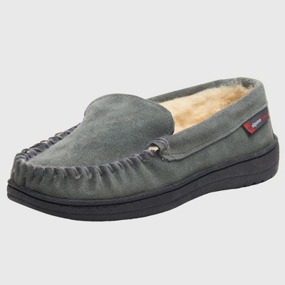 Alpine Swiss Yukon Mens Genuine Suede Shearling Slip On Moccasin Slippers