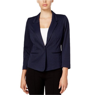 Kensie Womens Herringbone One Button Blazer Jacket