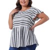 Agnes Orinda Women's Plus Size Boho Floral Printed Round Neck Butterfly Sleeve Babydoll Blouses - 2 of 4