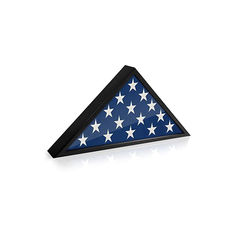 Americanflat Memorial Flag Case Frame in Black MDF with Polished Plexiglass 13 x 26.75" Fits Folded Flag of 5" x 9.5", 1 of 8