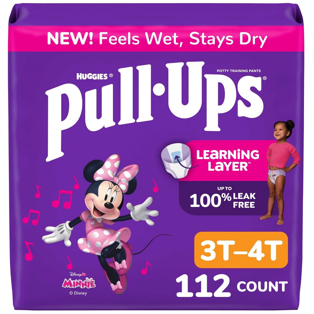 Pull-Ups Girls' Learning Designs Training Pants - Size 3T-4T - 112ct: Hypoallergenic, Paraben-Free, Non-Toxic, Minnie Mouse
