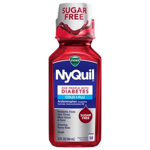 VICKS NyQuil Diabetes Cold & Flu Relief Liquid Over-the-Counter Medicine 12 FL OZ - 1 of 4