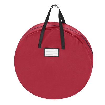 Hastings Home Round Wreath Storage Bag With Handles - 36", Red