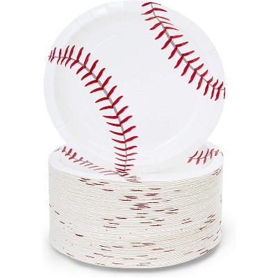 Blue Panda 80-Pack Baseball Party Supplies, Sports Theme Disposable Paper Dessert Plates Set Kids Birthday, 7"
