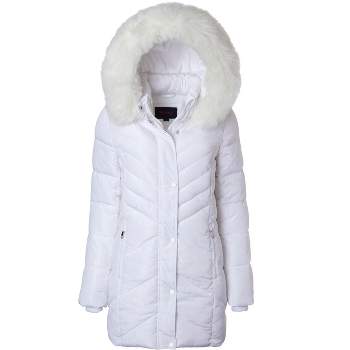 Sportoli Women Long Quilted Plush Lined Outerwear Puffer Jacket Winter Coat with Fur Hood
