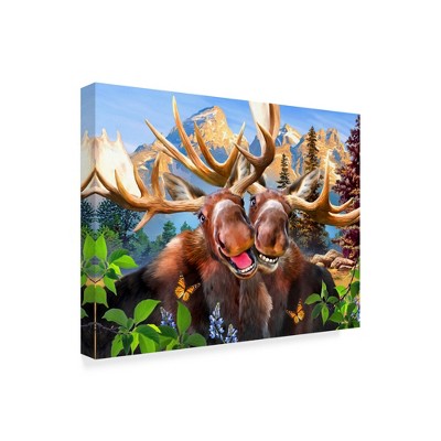 Trademark Fine Art -Howard Robinson 'Happy Moose' Canvas Art