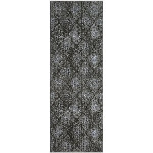 Acekool Washable Bedroom Area Rug, Non Slip, Low Pile, Boho Floral, Soft Lightweight Carpet for Bedside - 1 of 4