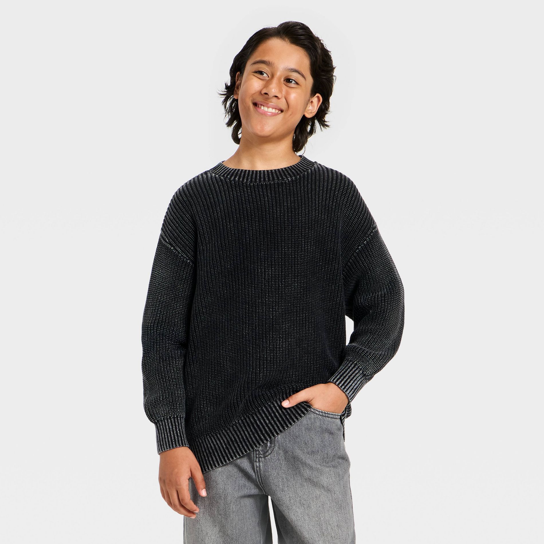 Boys' Ribbed-Knit Crewneck Pullover Sweater - art class™