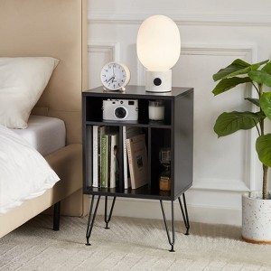 Lirago,Record Player Stand with Storage-Engineered Wood Table for Vinyl Records & Accessories,Black - 1 of 4