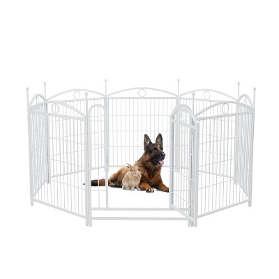 Dog Playpen 32 Inch 8 Panels, Heavy Duty Metal Pet Playpen Indoor Outdoor Exercise Pen with Doors for Large Medium Small Dogs Indoor Outdoor