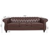 GDFStudio Sophia 84.65'' Chesterfield 3-Seater Faux Leather Upholstered Tufted Sofa with Rolled Arm - 3 of 4