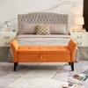 PAGED Tufted Storage Bench with Curved Arms, Milk Velvet Ottoman with Storage & Solid Wood Legs, Ottoman Foot Rest, 51.5" Bed Bench with Storage - 2 of 4