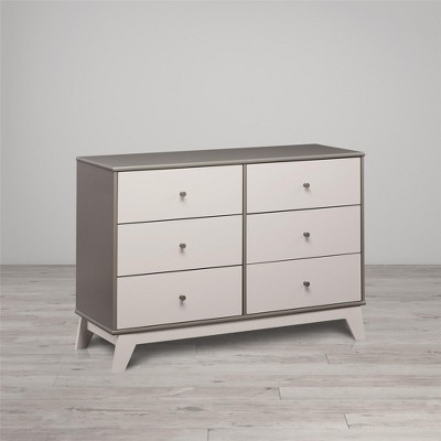 Gray Double Nursery Dresser with Soft Close Drawers
