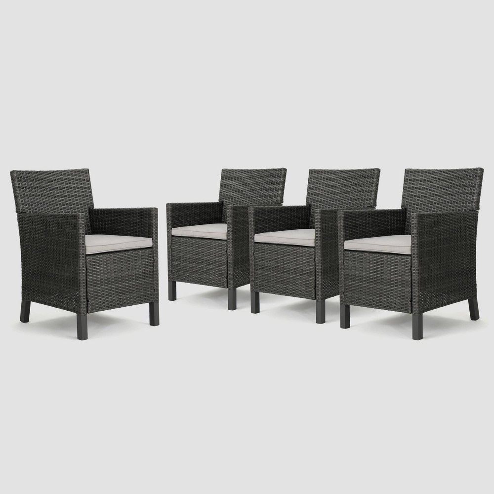 Photos - Garden Furniture Cypress 4pk Wicker Dining Chairs: Weather-Resistant with Iron Frame - Chri