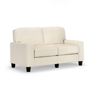 Buttercream Fabric Track Arm Loveseat with Removable Cushions