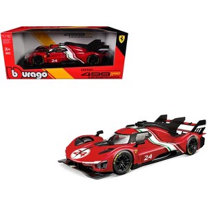 Ferrari 499P Modificata #24 Red with Italian Flag Stripes "Racing" Series 1/18 Diecast Model Car by Bburago - 1 of 3