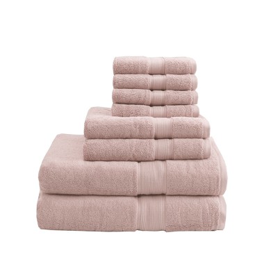 8pc Cotton Bath Towel Set Blush