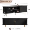 Fluted Side board, Buffet Cabinet, Tambour Sliding Doors Coffee Bar| TV Stand Power Outlet Media Console - 3 of 4