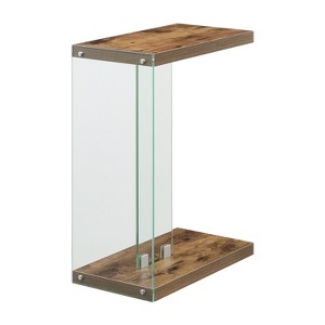 HomeStock Modern C Shaped End Table with Clear Glass Panels, Floating Shelf Design and Easy Sofa Side Convenience - 1 of 4