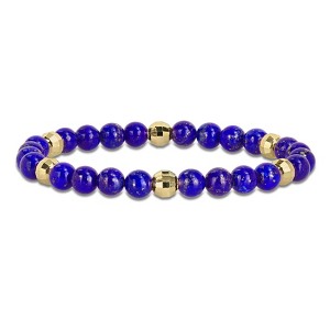 EVERLY JEWELRY | Yellow Plated Sterling Silver 19 1/5 CT TGW Lapis Bracelet, 8.5 inch - 1 of 4