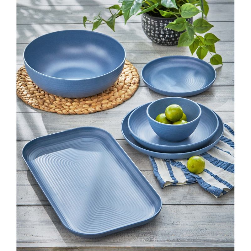 TAG Blue Brooklyn Melamine Brooklyn Melamine Plastic Dinning Serving Platter Dishwasher Safe Indoor/Outdoor 17x10 inch Serving Platter, 2 of 3