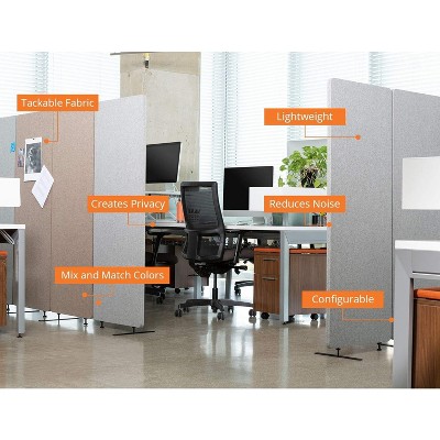 Ash Grey Acoustic Room Divider with Steel Feet, 24" x 66"