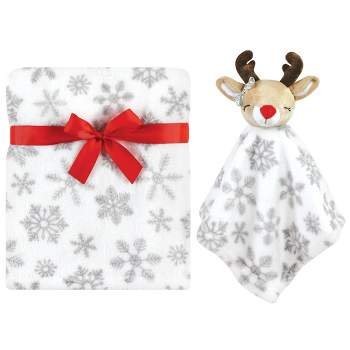 Hudson Baby Infant Girls Plush Blanket with Security Blanket, Girl Rudolph, One Size