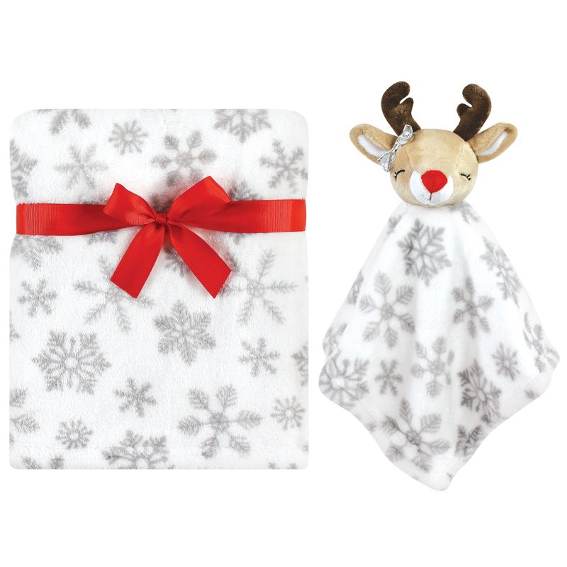 Hudson Baby Infant Girls Plush Blanket with Security Blanket, Girl Rudolph, One Size, 1 of 5