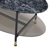 Acme Furniture 40" Silas Accent Table Set with Shelf: Faux Marble, Round, Metal Base - 3 of 4