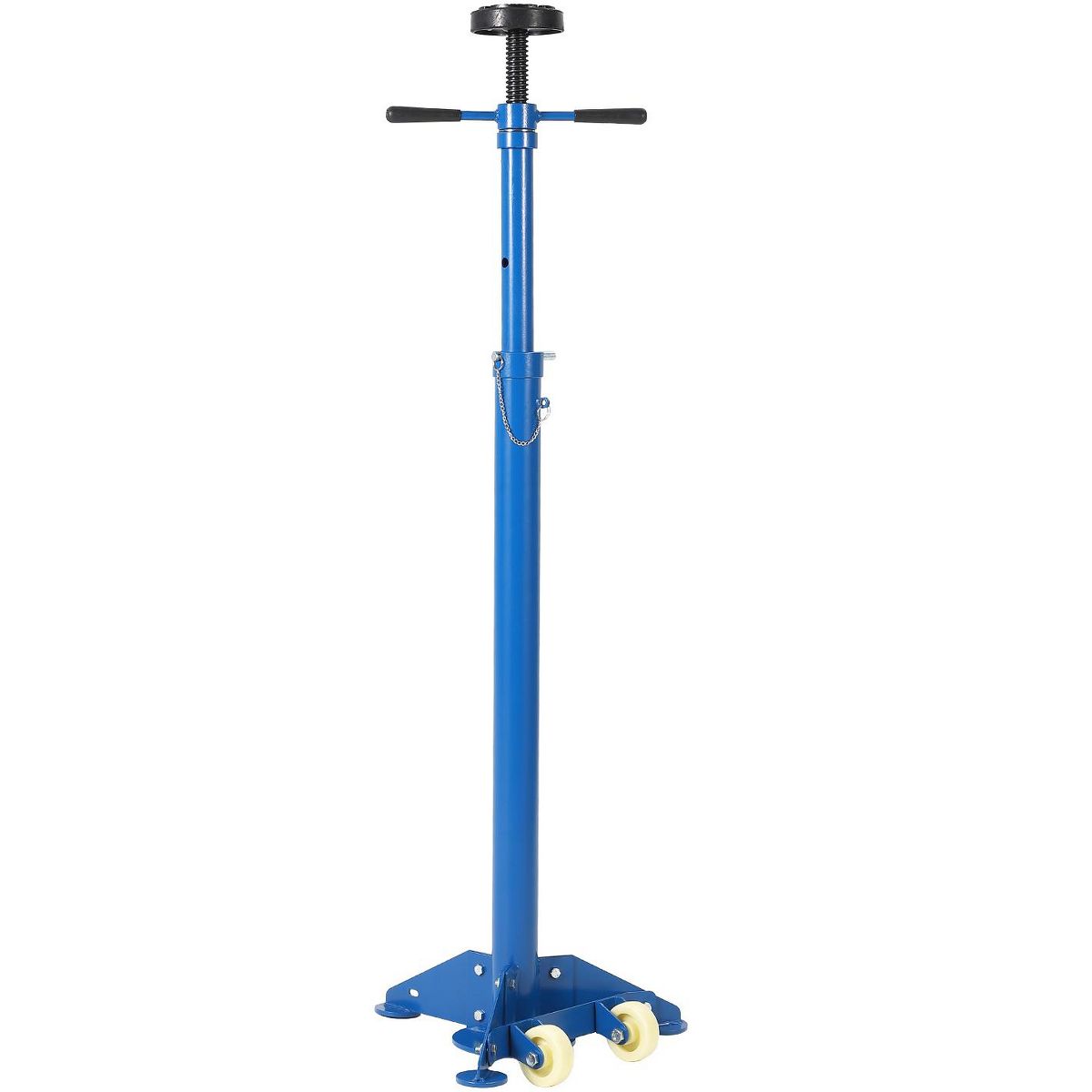 Heavy Duty 3/4 Ton Underhoist Support Stand, 1655 lbs, 38.4-75.4" Adj Height, Self-Locking Acme Thread, Rolling Triangular Base & Contoured Saddle