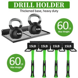 Heavy-Duty Metal Drill Organizer, 2-Pack Tool Storage Rack with 60 Lbs Max Load, 8-Slot Cordless Drill Holder for Garage, Workshop, Home - 1 of 4