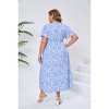 Womens Plus Size Casual Dresses Wrap V Neck Maxi Dress - 2 of 4