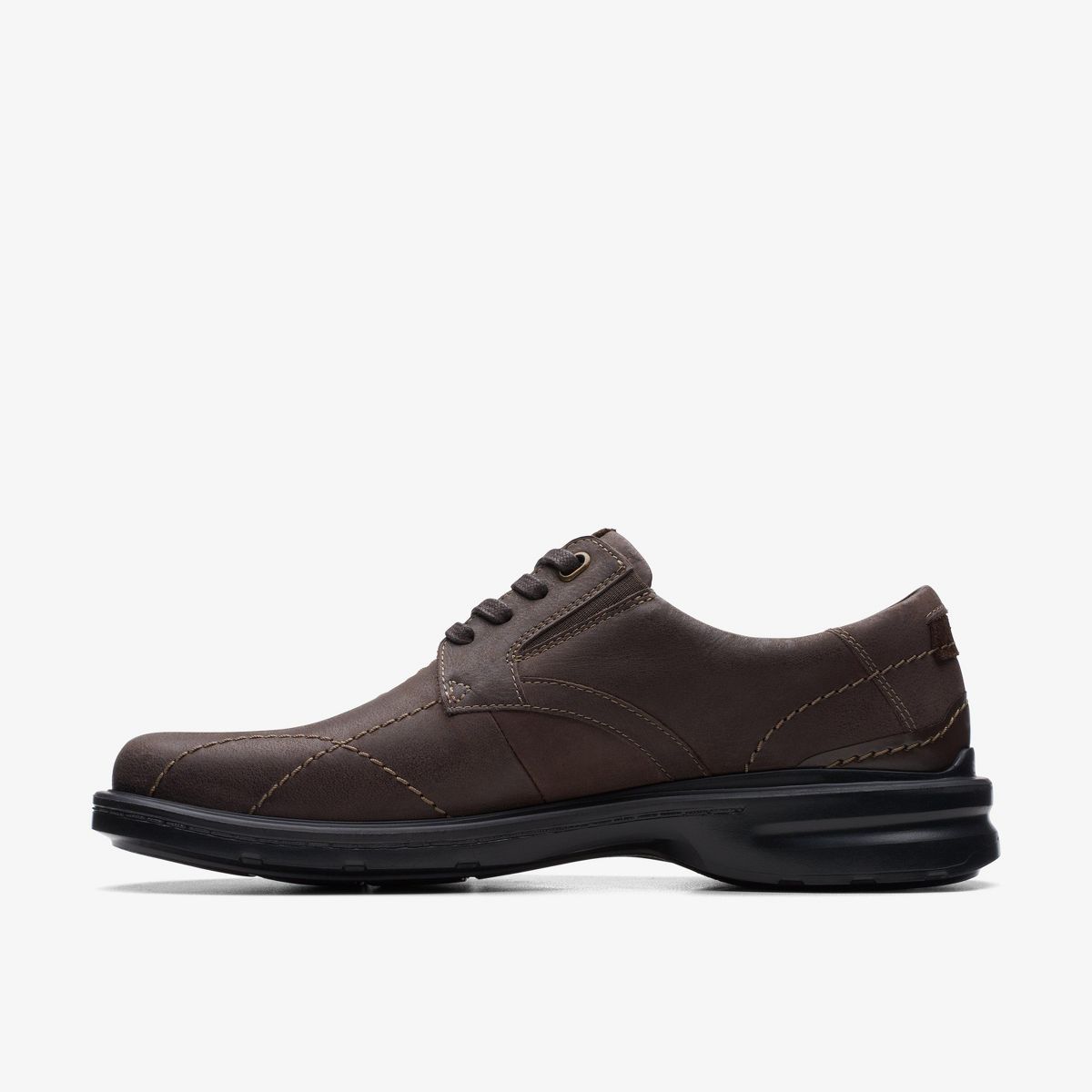 Clarks Mens Gessler Lace Dark Brown Leather Shoes - thumbnail 2