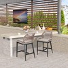 Outdoor Wicker Bar Stool Set of 2, Sponge Outdoor Square Bar Chair, High Top Rattan Barstool - 2 of 4
